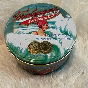 Mint Vintage Fralingers Original Salt Water Taffy Metal Tin Box Storage
